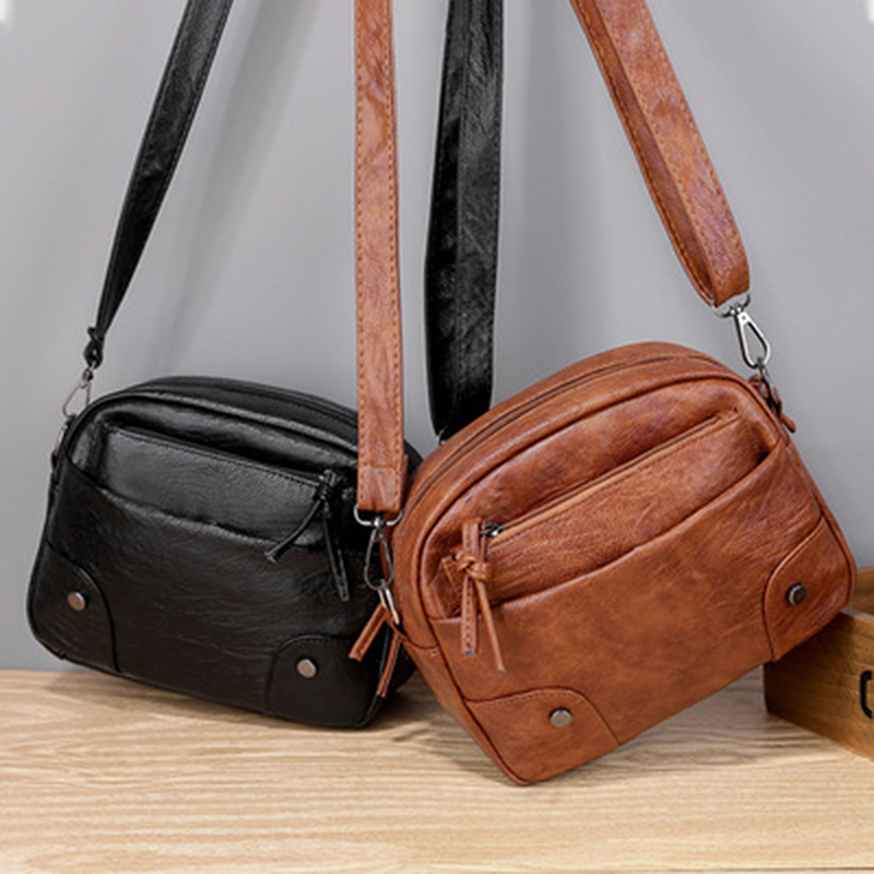 Vintage Simple Women Shoulder Bags Small Handbag Crossbody Phone Purse Pack Soft PU Leather Falp Messenger Bags e3489