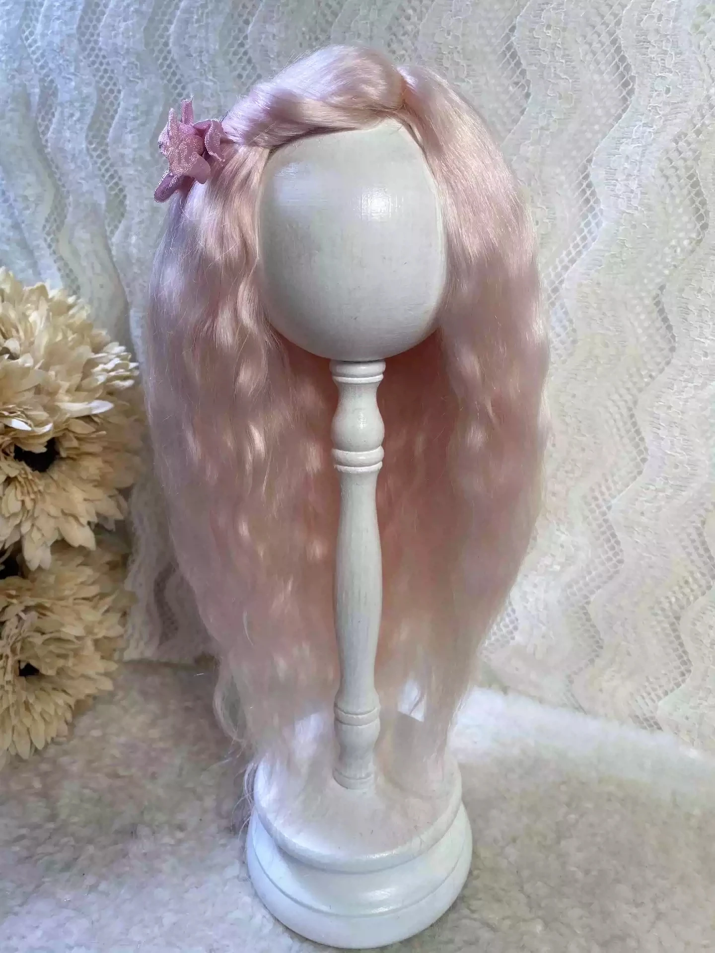 Doll Wigs for Blythe Qbaby Mohair Long curly hair with a shawl 9-10 inch head circumstance 90701
