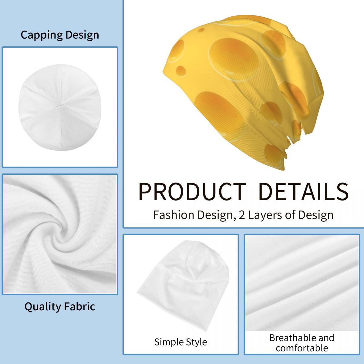 It's Cheese Knit Snap Back Man Cap Woman Hat Men's