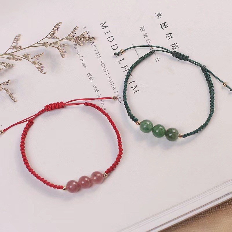 Chinese Style Handmade Strawberry Crystal Couples Bracelet Trendy Design Red Rope for Luck and Love Ideal Gift for Best Friends 8ae3e