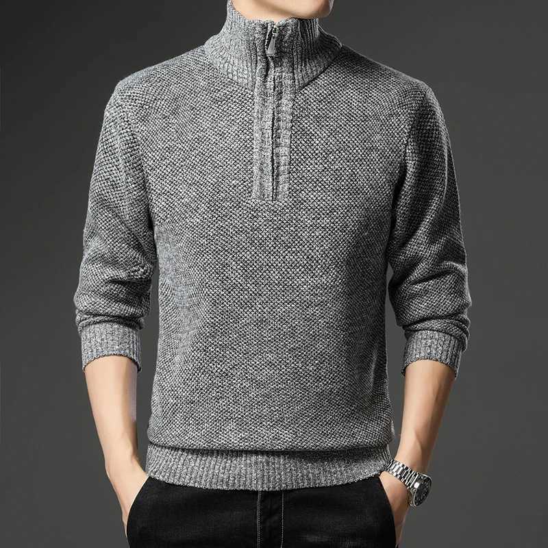 Autumn and winter mens pullover sweater with turtle neck and chenille wool for warmth ultra-thin mens dress W2411111