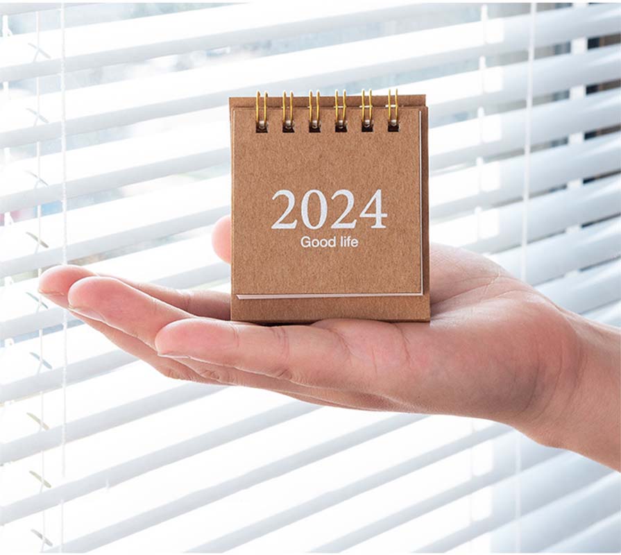 Refreshing Simple Solid Color 2024 Mini Desktop Paper Calendar Dual Daily Scheduler Table Planner Yearly Agenda Organizer Desk