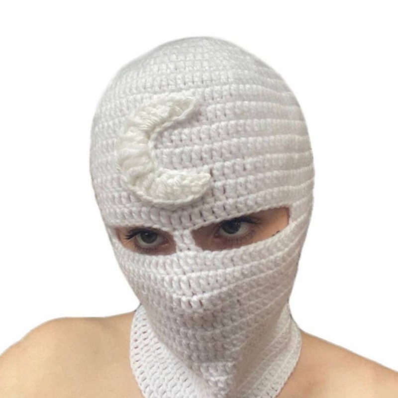 Balaclava Horrid Skull Crocheted Hat for Women Men Picture Props Scary Robber Cap Cosplay Halloween Party