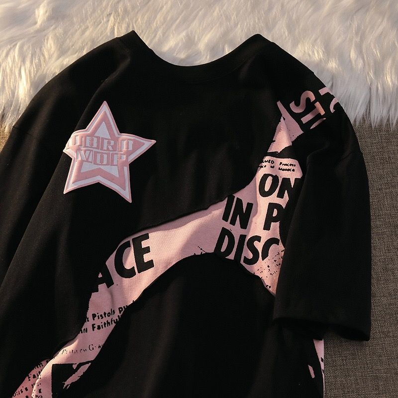 Retro Star Graphic T Shirts Women Harajuku Hip Hop Oversized Short Sleeve Tees Summer Casual Couple Y2K Tops Streetwear woman