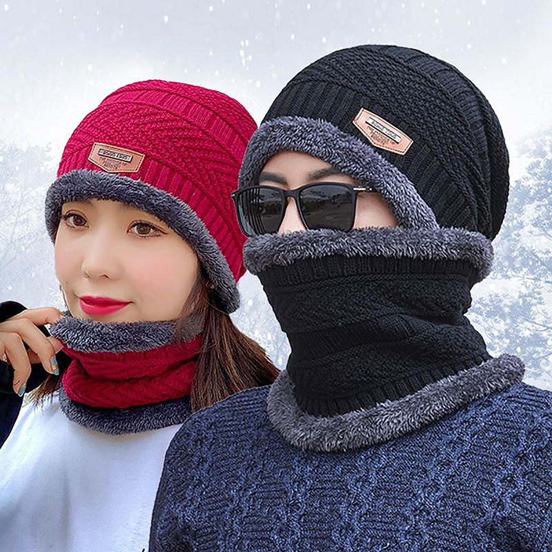 Winter Hats Knit Men And Women Fleece Scarf Outdoor Riding Hat Warm Thickening Plus Veet Neck Protect Cap