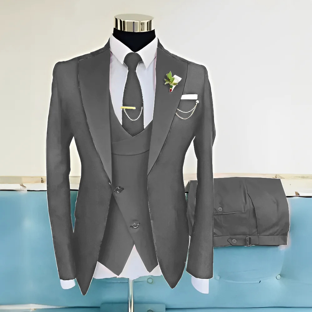 Royal Blue Suit for Mens Wedding Dress Groom Tuxedo 3piece Set Jacket Pants Vest Formal Elegant Men Customized 240412