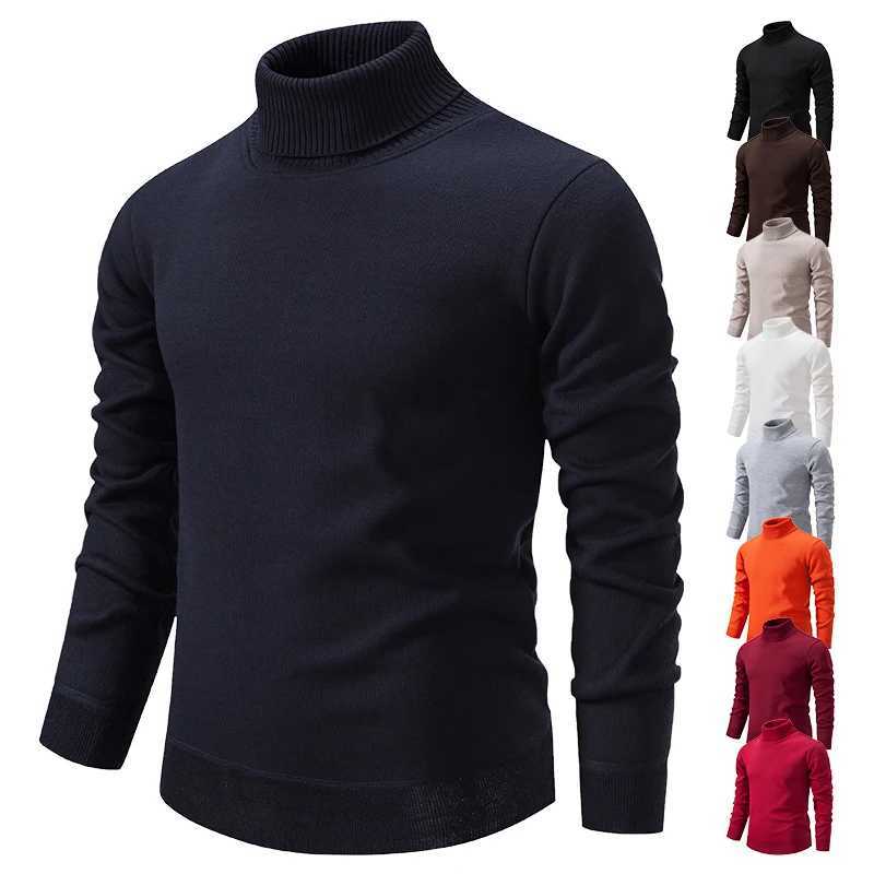 Winter Turtle Neck Sweater Mens Wool Knitted Floral Elegant Solid Clothing Luxury Warm Design Ultra Thin Fit Korean Knitted W2411111