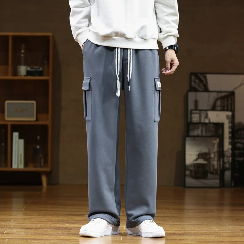 Autumn Sweatpants Men Casual Track Pant Male MultiPockets Drawstring Cotton Loose Straight Trousers Large Size 6XL 7XL 8XL 241112