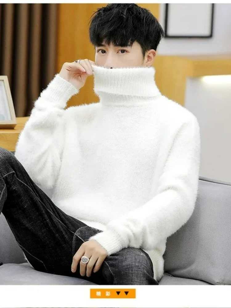White Pullover Turtleneck Mens Sweater Fashion Knitted Sweater Mens Clothing M-2XL Spring 2023 New Arrival W2411111
