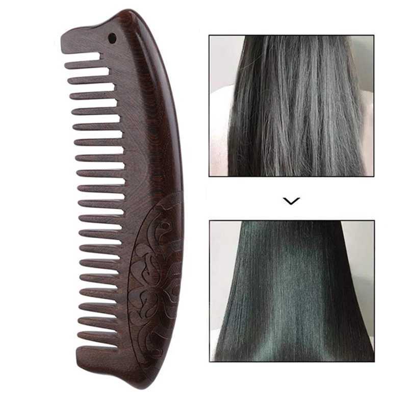Handmade sandalwood hair comb anti-static hair removal wood comb fine and wide toothed wood comb W241112