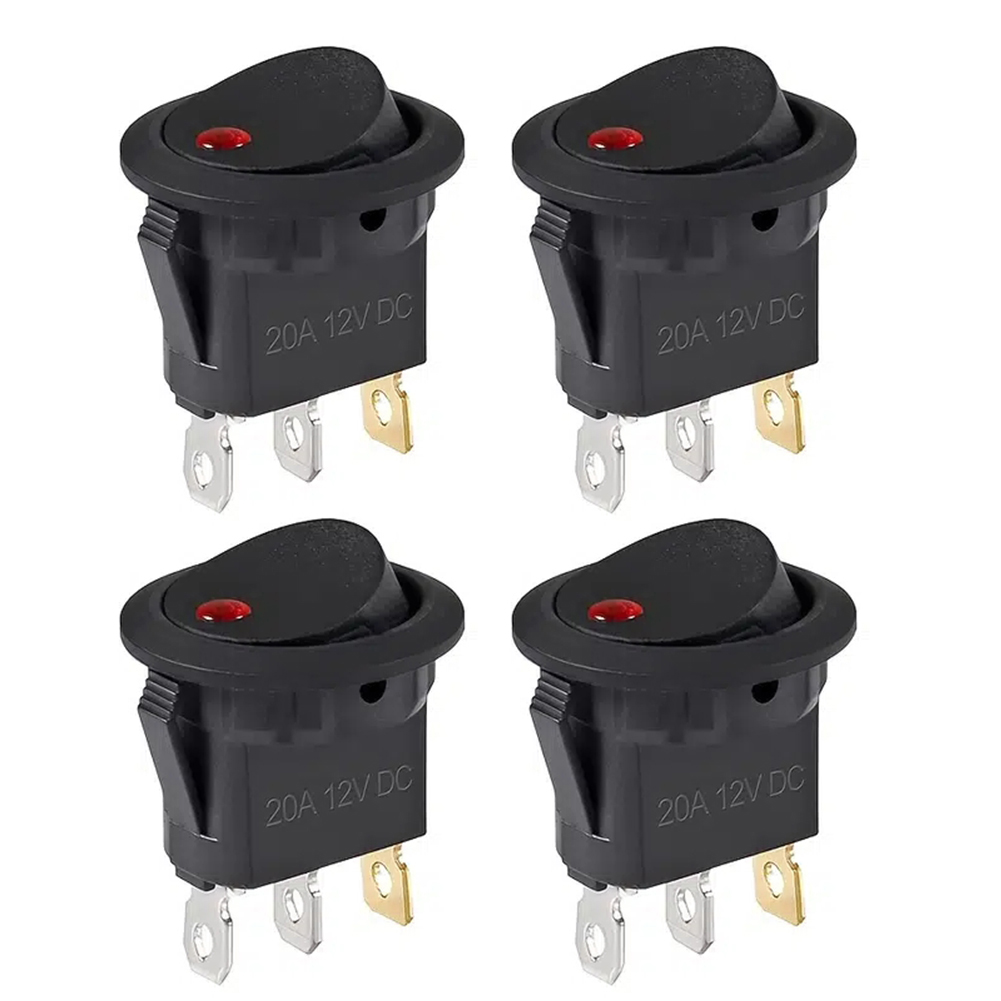 4Pcs Lighted Rocker Waterproof DC 12V 20A SPST ON/OFF Switch with LED Light Toggle Buttons for Car Automotive Boat Truck