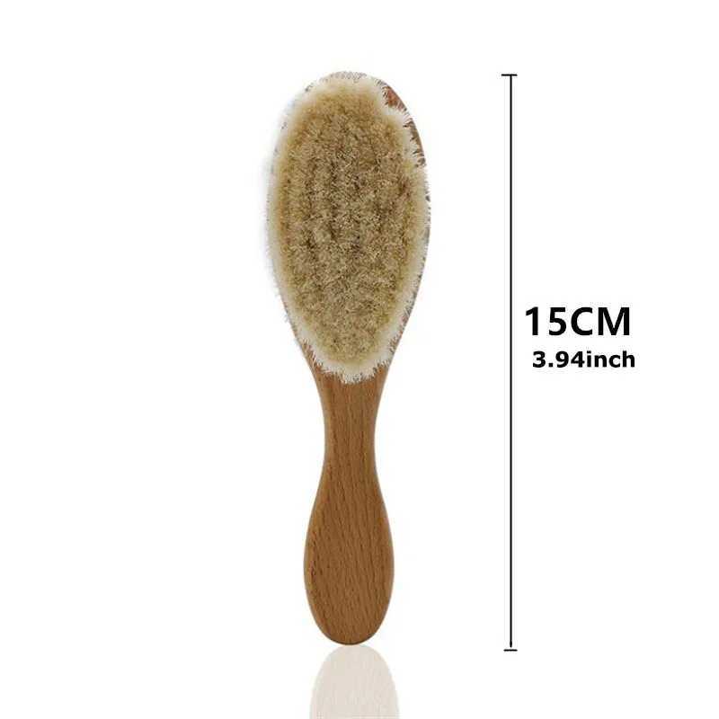Baby hair brush with wooden handle and ultra soft pure natural wool brush suitable for newborns and young childrens baby hair combing massager W241112