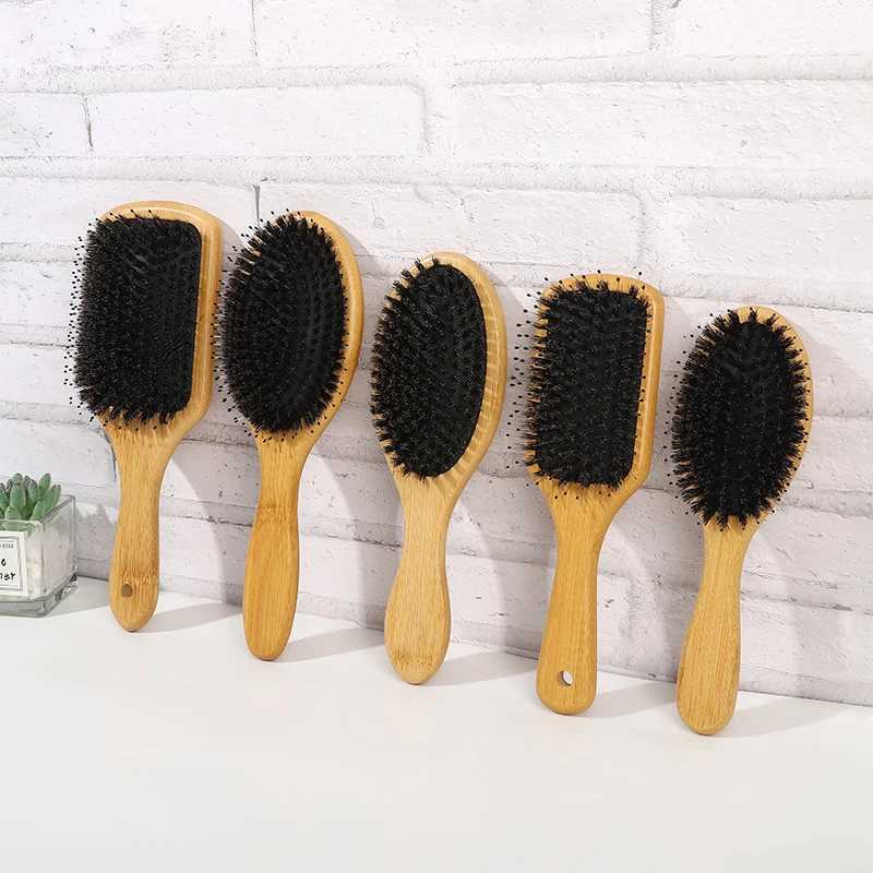 Pig mane brush womens bamboo brush professional curly airbag scalp brush comb used for hair beauty and care salon tools W241112
