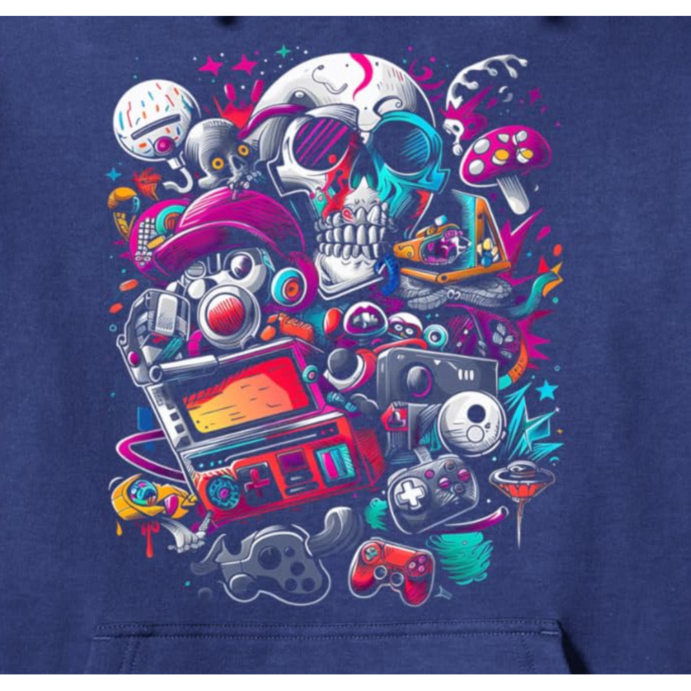 Hoodie for Mens Womens Gaming Skull Graphic Art for Gamers of All Ages Graphic Tees Pullover Hoodie Graphic Hoodies sweatshirt