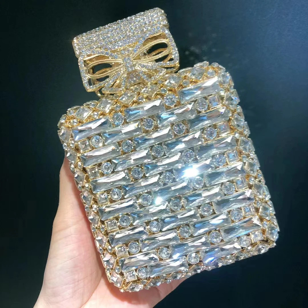 2024 est Gold Metal Evening Bag Women Crystal Prom Clutches Lady Stones Handbags Wedding Party Clutch Purse 241112