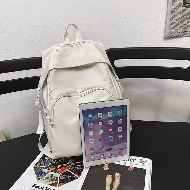 14 Inch Solid Color Large Capacity Ladies Backpack Casual Schoolbag Men And Women Universal Computer Backpack 2a864