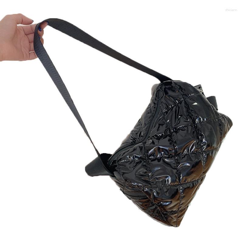 Bag Autumn And Winter Textured Wide Shoulder Strap Design Large Capacity Quilted Square Trendy Single Diagonal Women's zhanyishengli