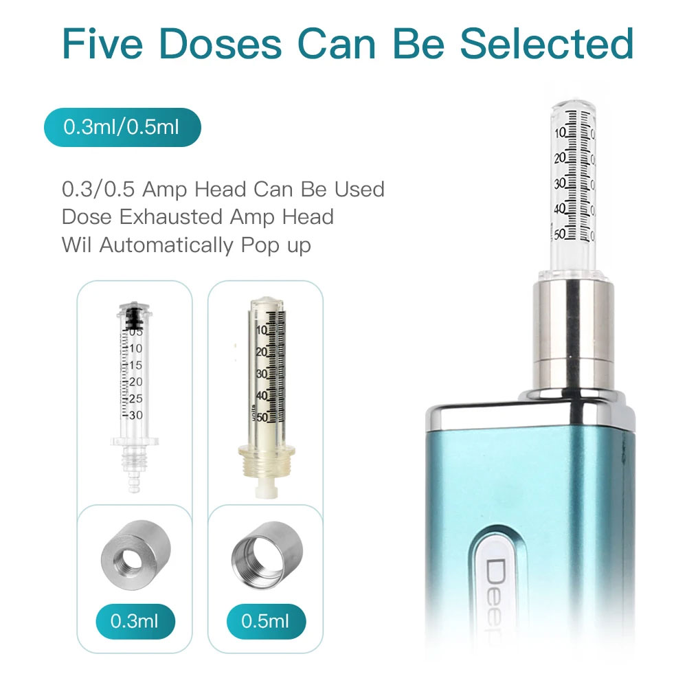 2in1 Auto Electric Hyaluron Pen 0.3ml 0.5ml Ampoule Head Adaper Tips Beauty Device