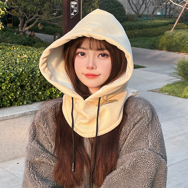 Men Women Autumn Winter Models Balaclava Cap Corduroy Padded Warm Neck Set One Hat Cycling Windproof Caps Free Shipping