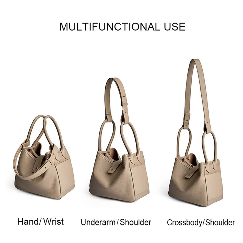 y Genuine Leather Vegetable Basket Womens Handbag Temperament Soft Bucket Bag Portable Commuting Crossbody Bags 241111