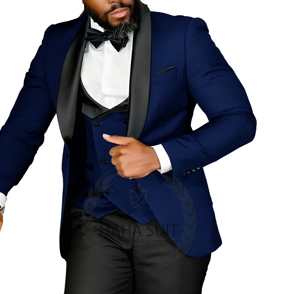 Mens Suit Slim Fit Tailored Tuxedo 3-Piece Set Wedding Party Formal Occasion Clothing 241111