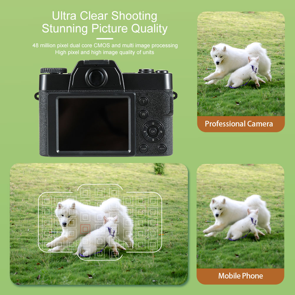 4K HD Digital Camera Auto Focus 48MP Vlogging Camera Anti-shake Retro Camcorder Integrated Recording 16X Zoom USB 2.0 Support TF f0501