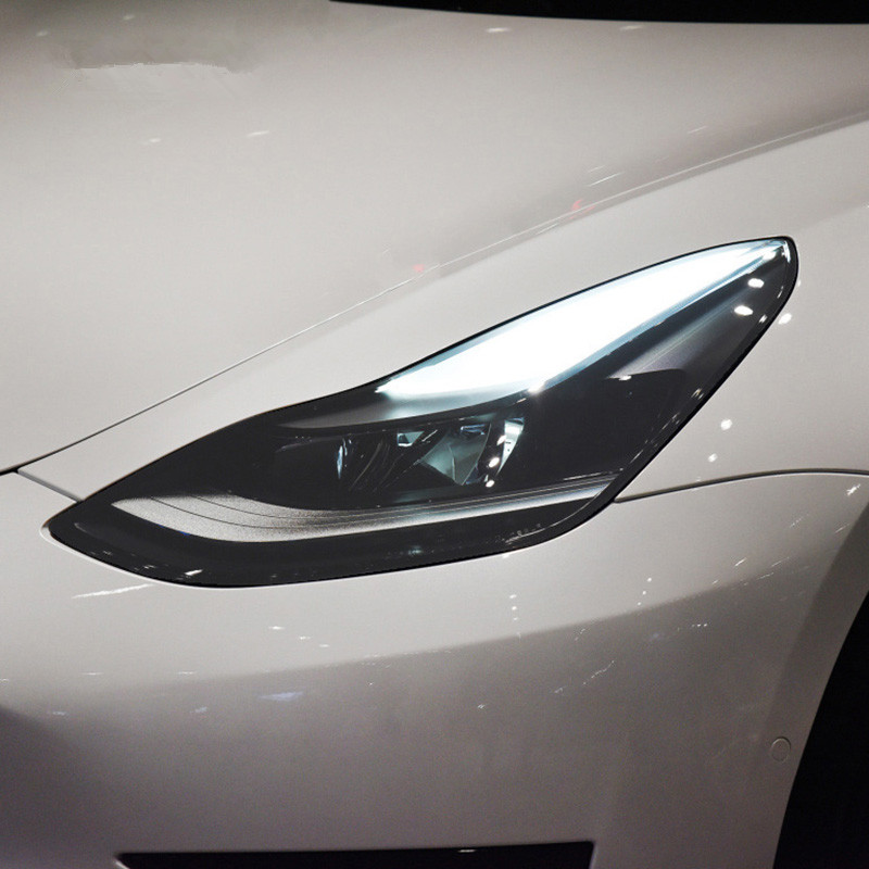 Pair For Tesla Model 3 X Y S Car TPU Front Headlights Tint Black Protective Film Transparent Sticker Repair Pre-cut Accessories