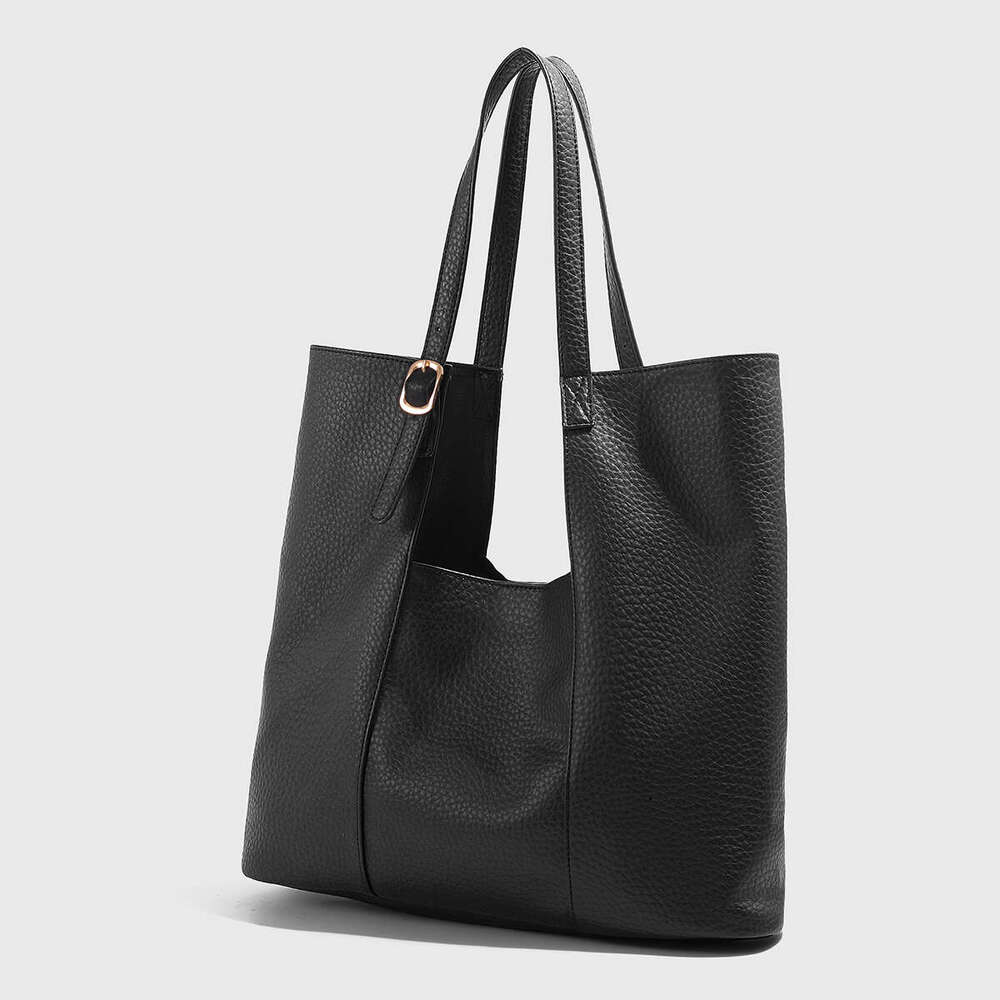 Vintage large capacity Tote texture 2024 new pu oil wax leather shoulder underarm commuter bag