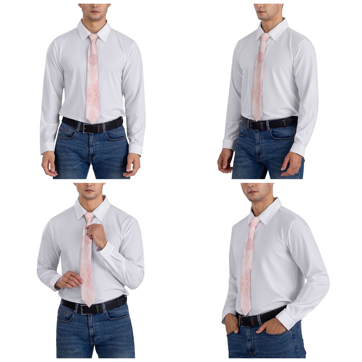 Blush Pink Marble Necktie Men Women Polyester 8 cm Dusty Rose Golden Neck Tie Silk Wide Daily Wear Accessories c997e