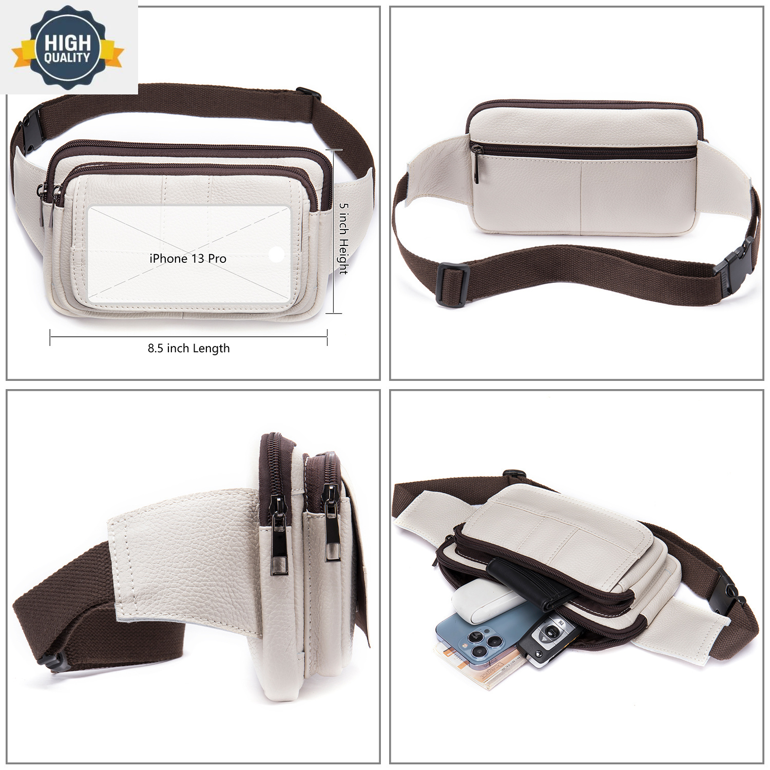 Bag Waist Men's Leather Male Fanny Pack Belt for Man Pouch Phone Hip Bum s s Travel Packs 8966 a8325