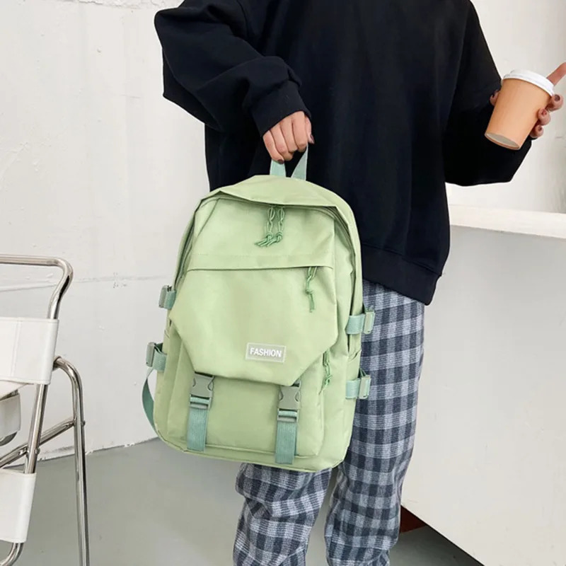 Simple backpack large capacity travel bag solid Harajuku student backpack womens backpack unisex version 241111