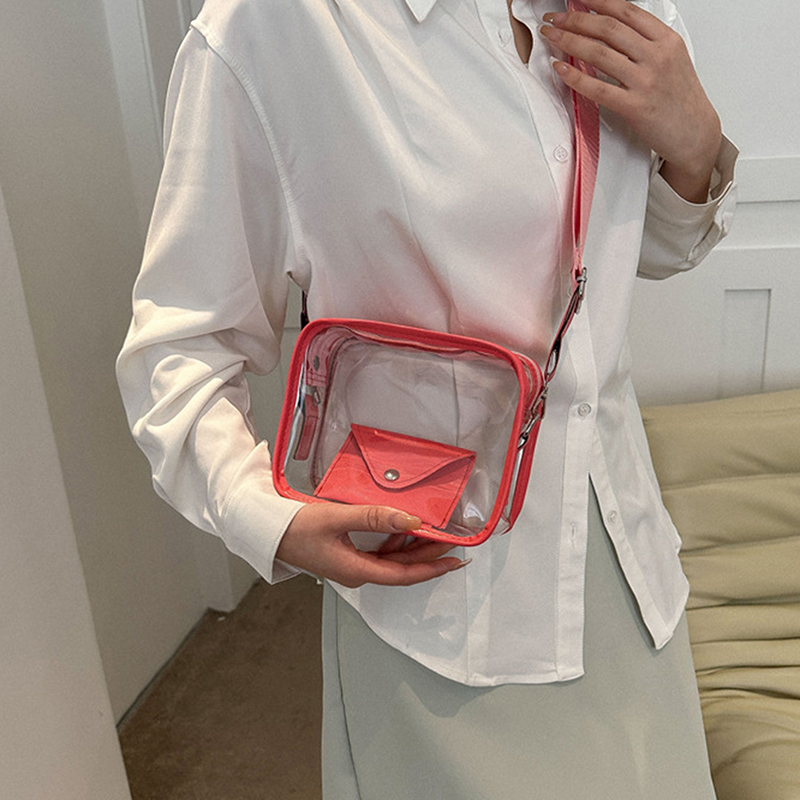Women Transparent PVC Clear Purse Crossbody Beach Bagwith Wallet Shoulder Bags with Removable Strap Stadium Approved Bags 2023