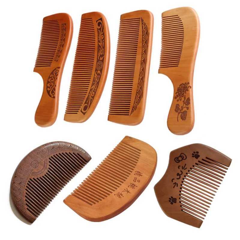 Natural peach wood hair comb closed teeth anti-static head massage hair care wooden tools styling accessories beauty products W241112