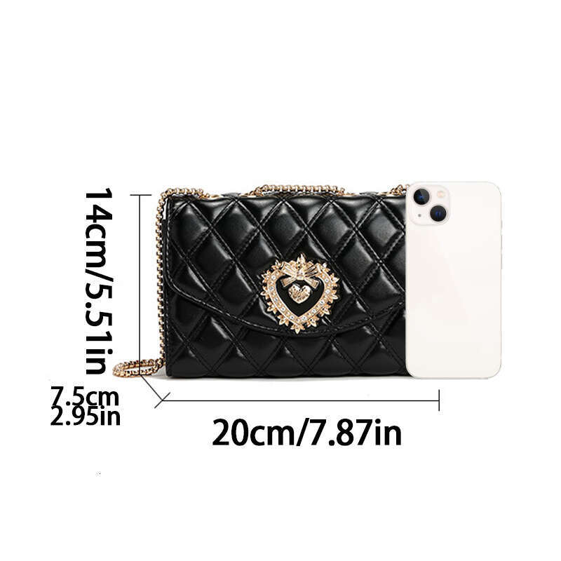 2024 winter new fashion chain dia lattice single shoulder crossbody small square bag