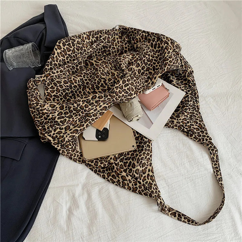 Leopard Large Capacity Shopping Bag Korean Fashion Womens Shoulder Bag for bolsos de mujer 241111