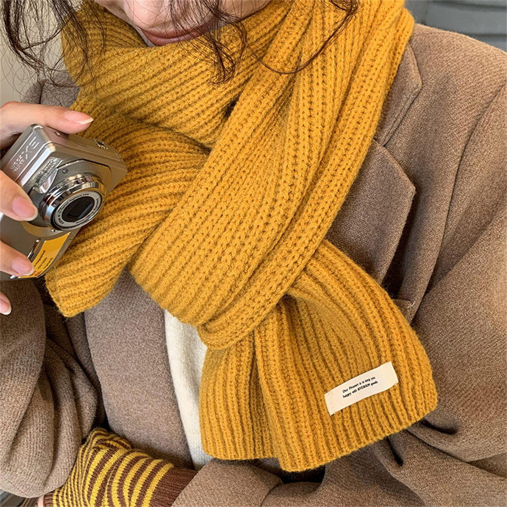 Korean Scarves for Women Winter Warm Cashmere Knitting Scarf Unisex Thickened Wool Scarf Japanese Couple Neck Scarf Accessories b85e4