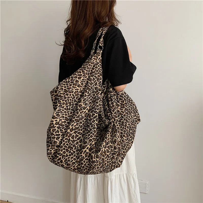 Leopard Large Capacity Shopping Bag Korean Fashion Womens Shoulder Bag for bolsos de mujer 241111