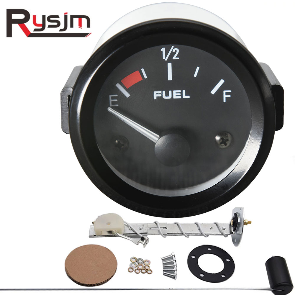 AD 52mm 12V DC Mechanical Car Fuel Level Gauge Oil FG /Car Meter White LED Light Black Rim Automotive Gauges
