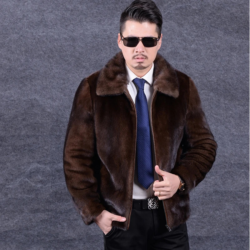 fur coat for autumn and winter mint mens long hat coat large fur coat mens jacket 241112