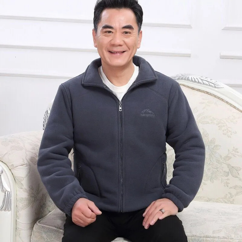 Winter Polar Fleece Thickened Men Coat Zipper Stand Collar Solid Color Casual Warm Pokect Outwear Men Jackets Tops 241111