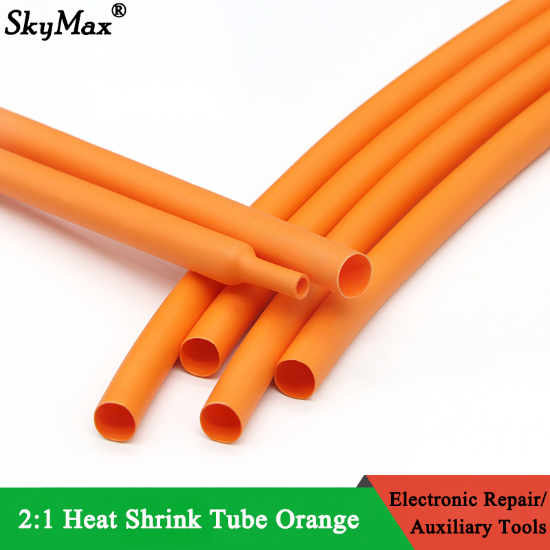 1~50m 2:1 Heat Shrink Heatshrink Tube Orange Diameter 1mm ~ 50mm Wire Repair DIY Cable Protecctor Tubing Sleeving Wrap