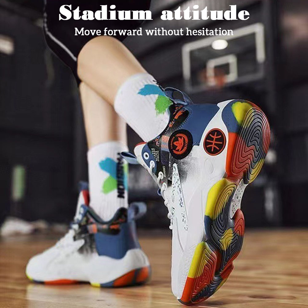 Cool Lace-Up High Top Basketball Shoes Non-Slip Sole Breathable Shoes For Workout