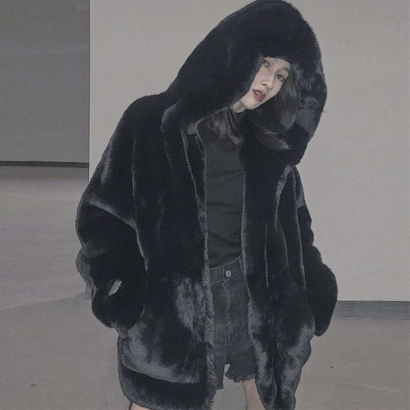 shanshi fur coat women Korean loose for women in winter thickened snowman hoodie imitation otter rabbit fur grass coat