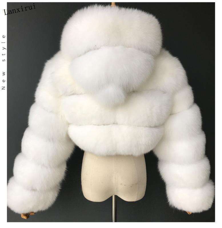shanshi fur coat women Fur short hooded faux fox fur long sleeved patchwork women's jacket