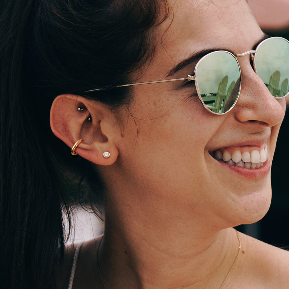 TUPMI 14K Gold Huggie Hoop Earrings for Women Men Dainty Mini Small Hoop Earrings Cuff Set for Cartilage Helix Tragus Conch Piercing Jewelry