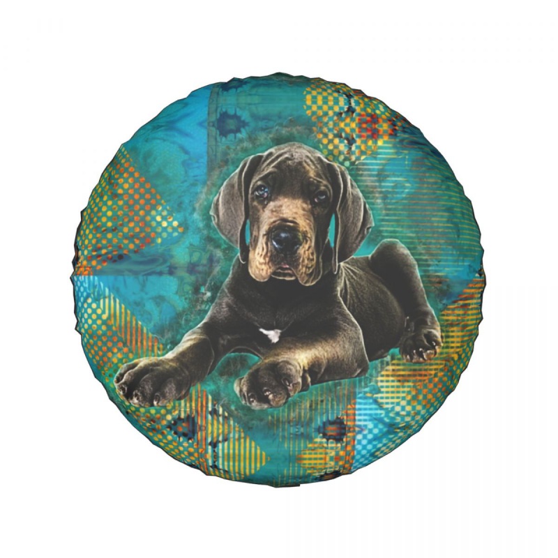 Great Dane Puppy Dog Spare Tire Cover for Jeep Mitsubishi Pero German Mastiff Deutsche Dogge Dust-Proof Car Wheel Covers