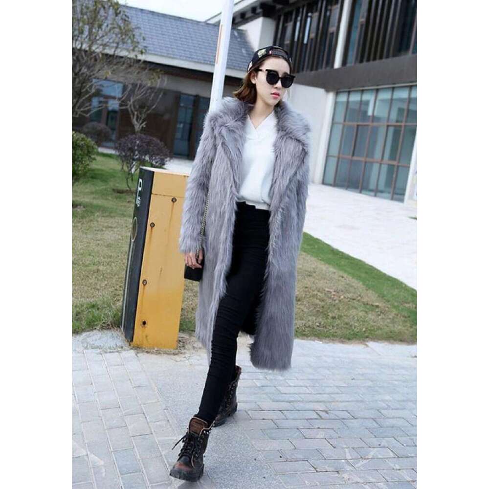 shanshi fur coat women Autumn and winter faux women's long synthetic coat fox fur
