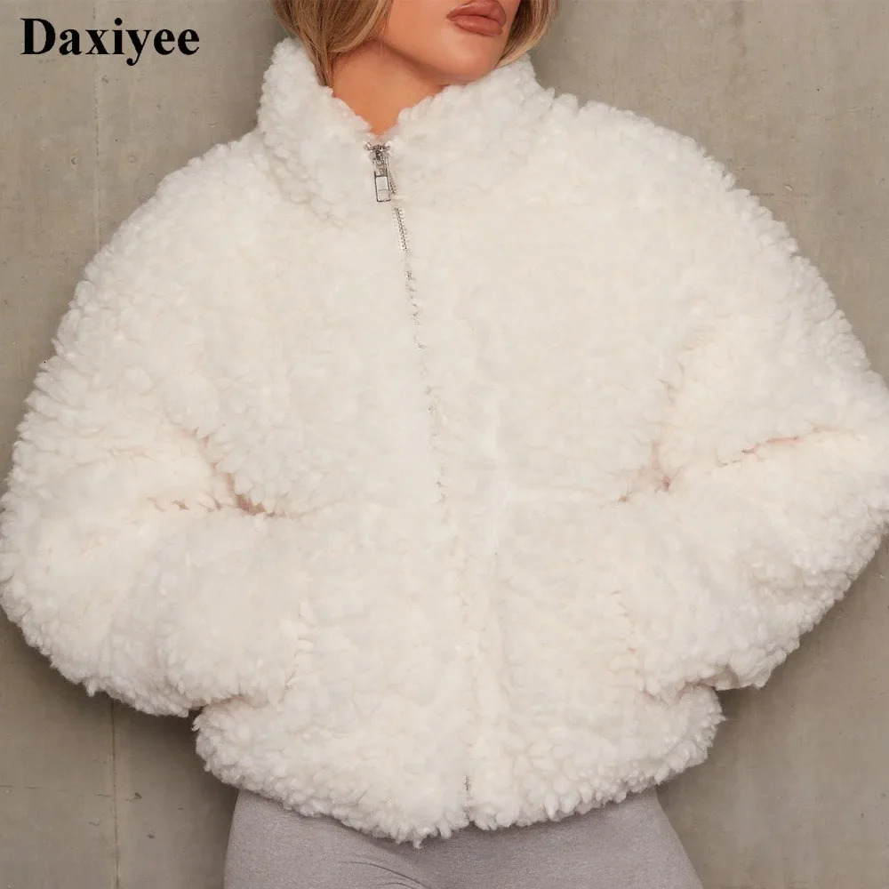Womens autumn and winter teddy coat casual oversized soft fluffy wool jacket womens coat warm faux fur coat jacket 241112
