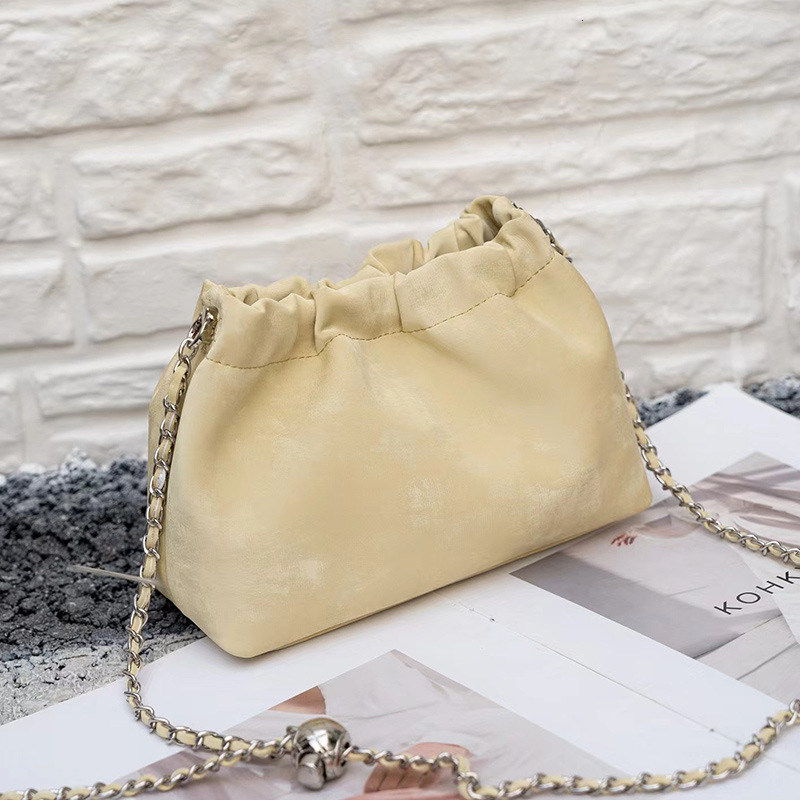 Summer New Women Chain Messenger Female Soft Split Leather Fashion Bucket Shoulder Lady Casual Crossbody Bag Patent Leather