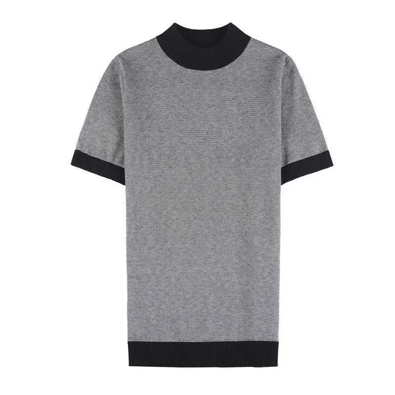 Turtleneck short sleeved sweater for mens autumn collection Korean ultra-thin slim fit casual knitted mens sweater large-sized pull rod mens 4XL-M W24